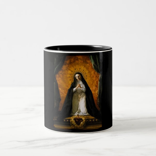 Saint Margaret Mary Alacoque Heart - Giaquinto Two-Tone Coffee Mug (Center)