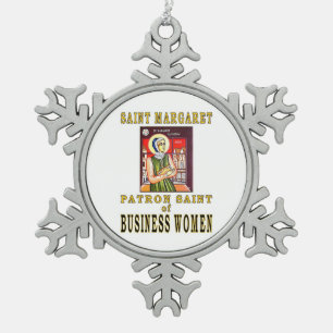 SAINT MARGARET SNOWFLAKE PEWTER CHRISTMAS ORNAMENT