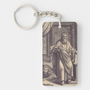 Saint Mark the Evangelist Apostolic Ink Holy Card Key Ring
