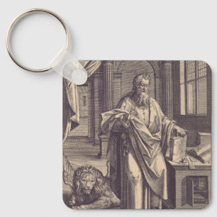 Saint Mark the Evangelist Apostolic Ink Holy Card Key Ring