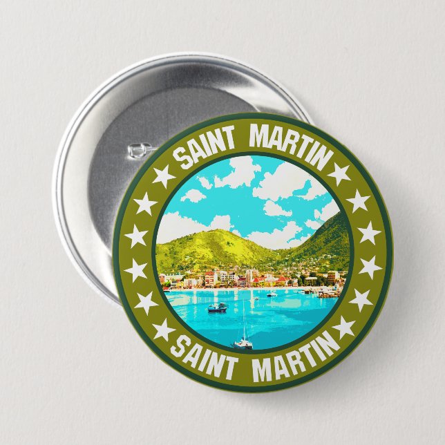 Saint Martin                                       7.5 Cm Round Badge (Front & Back)
