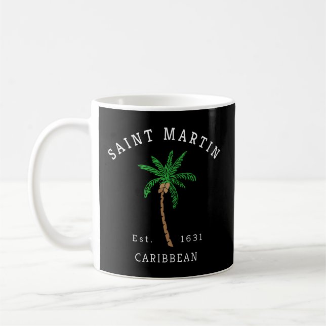 Saint Martin Colourful Caribbean Palm Tree Novelty Coffee Mug (Left)
