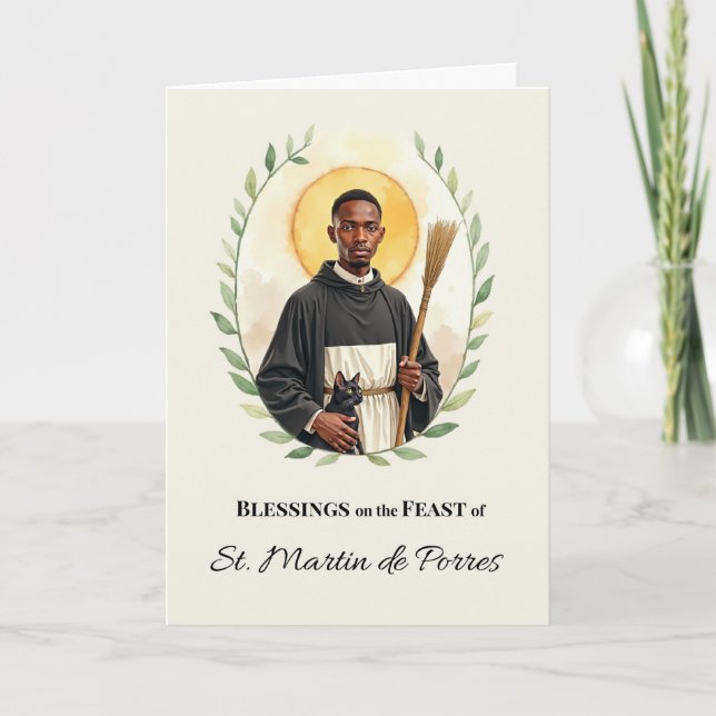 Saint Martin de Porres Feast Day Blessings Card (Front)