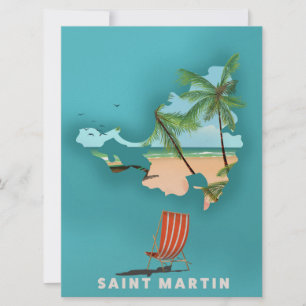 Saint Martin Illustrated map. Invitation