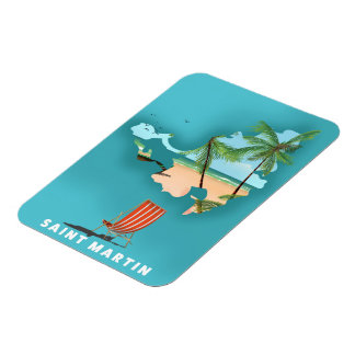 Saint Martin Illustrated map. Magnet