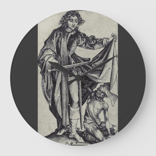 Saint Martin of Tours Engraving Art Large Clock (Front)
