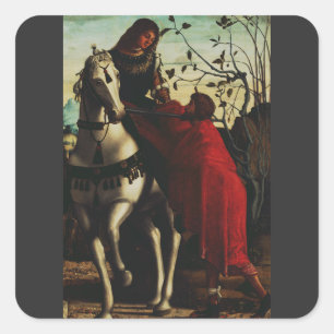 Saint Martin of Tours Sharing the Cloak Fine Art Square Sticker