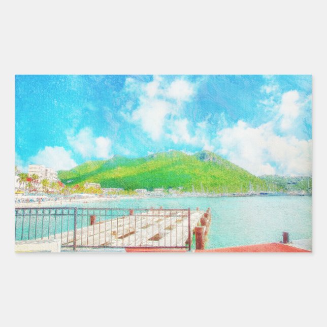 Saint Martin Rectangular Sticker (Front)