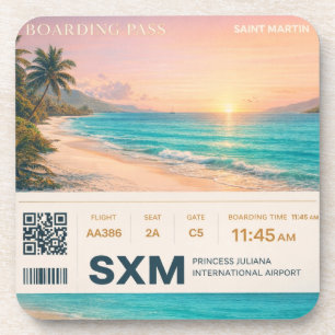 Saint Martin SXM Boarding Pass Sunset Coaster