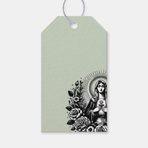 Saint Mary Catholic Christian Soft Sage Green Gift Tags