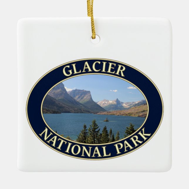 Saint Mary Lake at Glacier National Park Ceramic Ornament (Front)