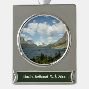 Saint Mary Lake II at Glacier National Park Silver Plated Banner Ornament