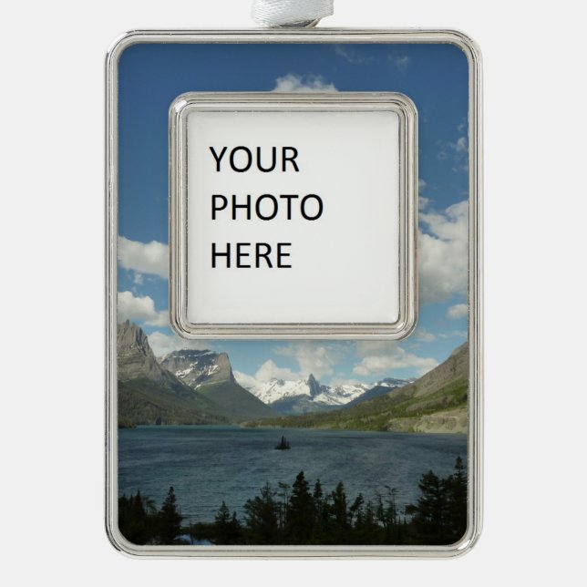 Saint Mary Lake II at Glacier National Park Silver Plated Framed Ornament (Front)