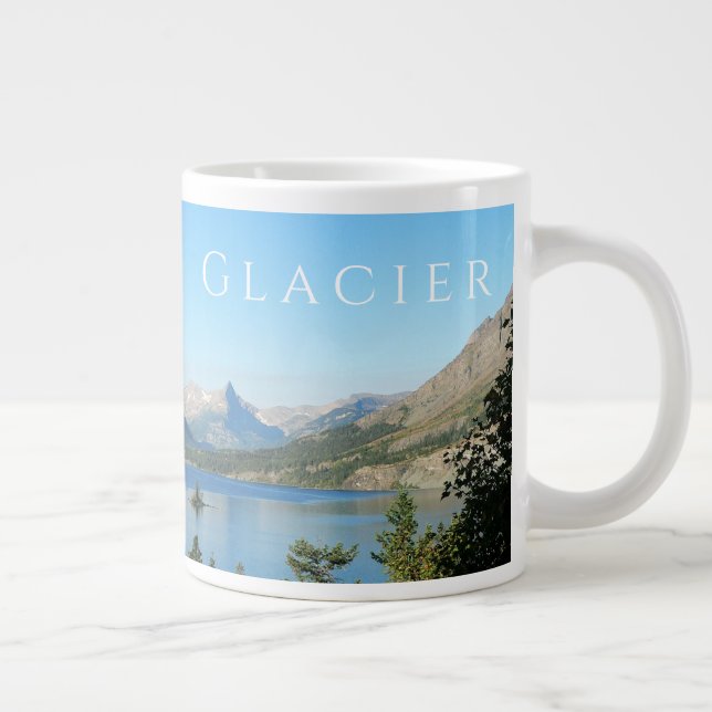 Saint Mary Lake, Mountains, Glacier National Park Large Coffee Mug (Right)