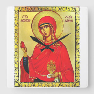 Saint Mary Magdalene orthodox icon Square Wall Clock