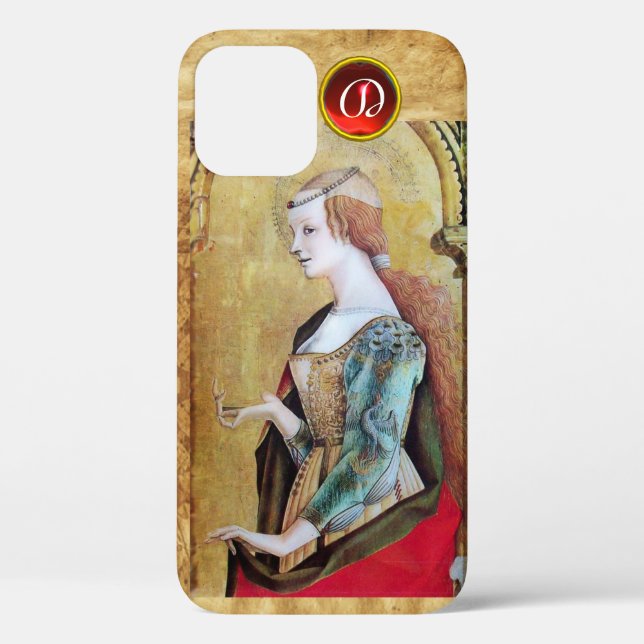 SAINT MARY MAGDALENE Parchment Ruby Gem Monogram Case-Mate iPhone Case (Back)