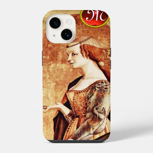 SAINT MARY MAGDALENE Parchment Ruby Gem Monogram iPhone Case (Back)