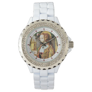 SAINT MARY MAGDALENE Pink Gemstones ,White Watch