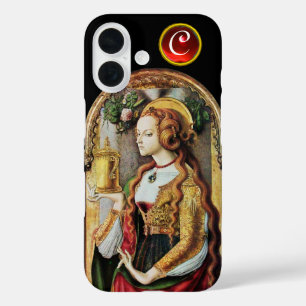 SAINT MARY MAGDALENE  Ruby Gem Monogram ,Black iPhone 16 Case