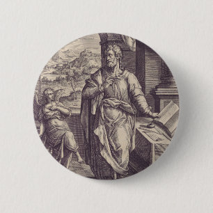 Saint Matthew Engraving Divine Inspiration 6 Cm Round Badge