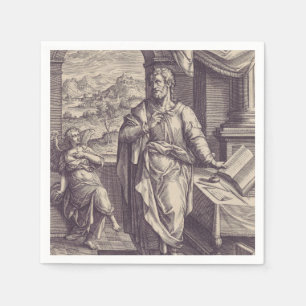 Saint Matthew Engraving Divine Inspiration Napkin