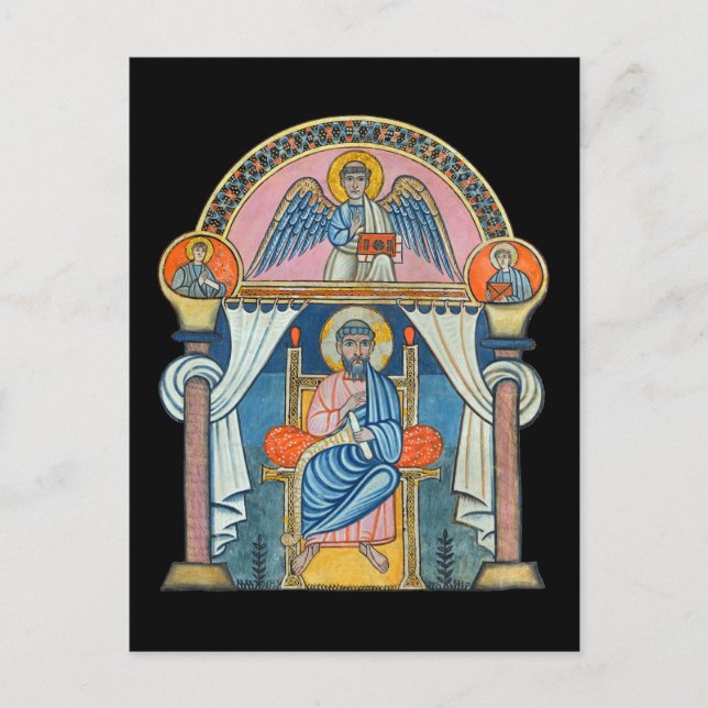 Saint Matthew Mediaeval Manuscript Art Postcard (Front)