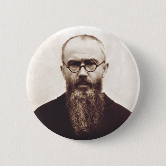 Saint Maximilian Kolbe Martyr of Charity 6 Cm Round Badge (Front)