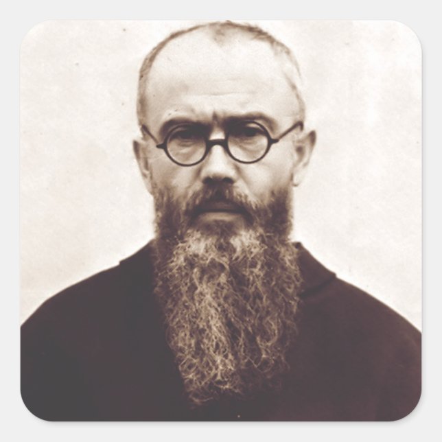 Saint Maximilian Kolbe Martyr of Charity Square Sticker (Front)