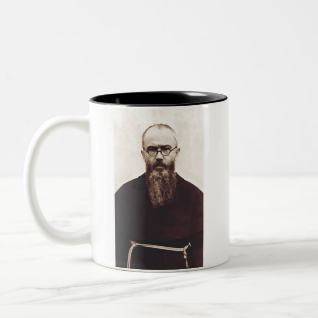 Saint Maximilian Kolbe Martyr of Charity Two-Tone Coffee Mug (Left)