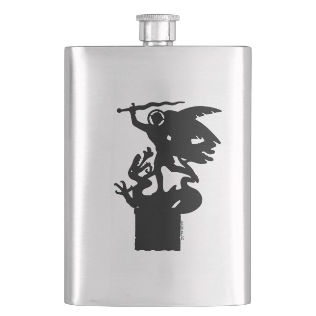 Saint Michael and Dragon Hip Flask (Front)