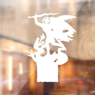 Saint Michael and Dragon (in White) Window Cling
