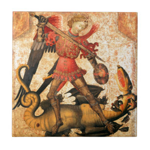 Saint Michael and the Dragon (15th Century) Tile