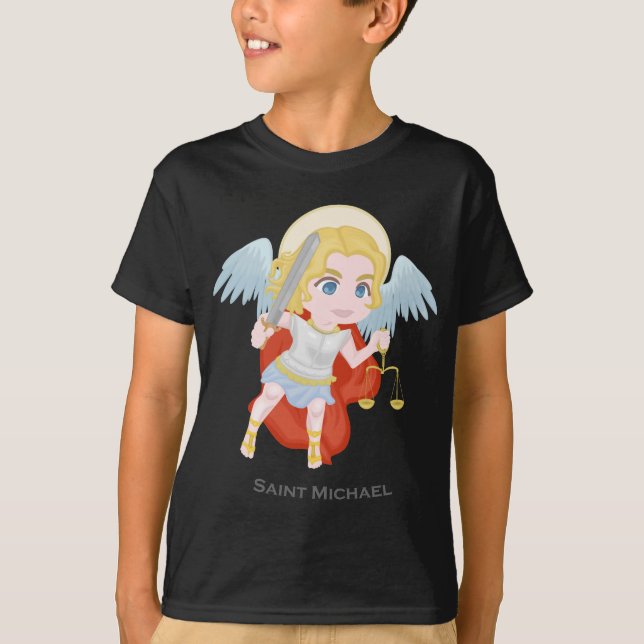 Saint Michael Archangel Cute Catholic T-Shirt (Front)