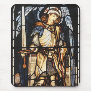 Saint Michael by Burne Jones, Vintage Archangel Mouse Mat