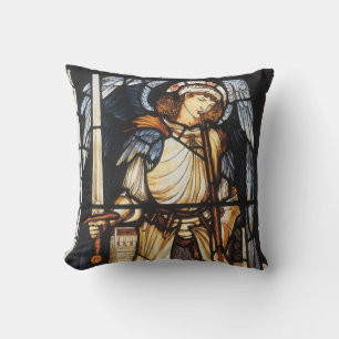 Saint Michael by Sir Edward Coley Burne-Jones Cushion