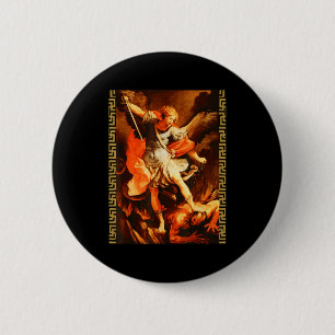 Saint Michael Defeating Satan Archangel Warrior 6 Cm Round Badge