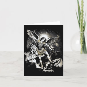 Saint Michael Defeating Satan Archangel Warrior Card