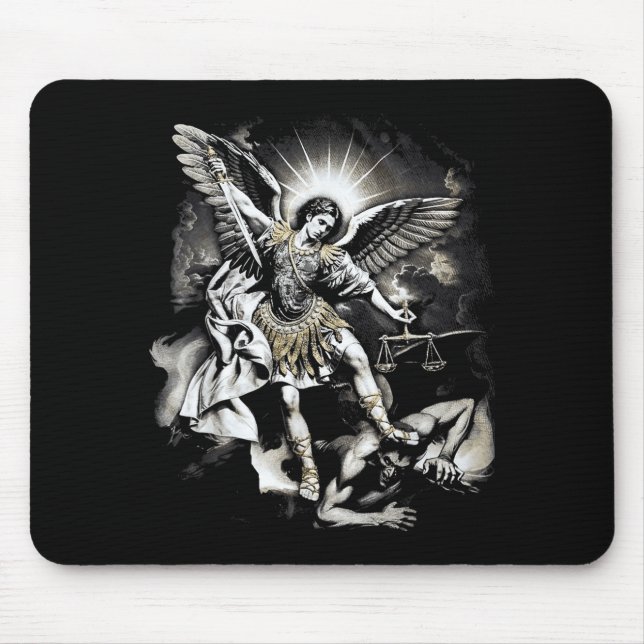 Saint Michael Defeating Satan Archangel Warrior  Mouse Mat (Front)
