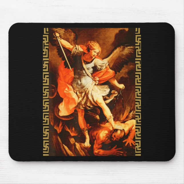 Saint Michael Defeating Satan Archangel Warrior  Mouse Mat (Front)