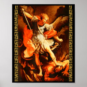 Saint Michael Defeating Satan Archangel Warrior  Poster