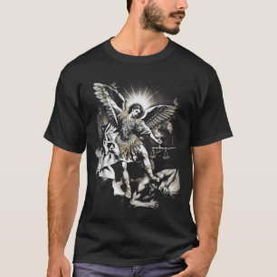 Saint Michael Defeating Satan Archangel Warrior T-Shirt