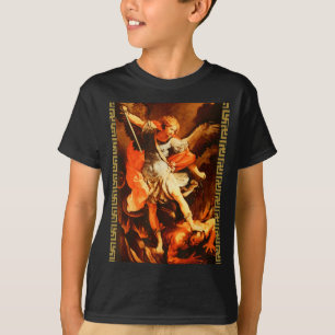 Saint Michael Defeating Satan Archangel Warrior T-Shirt