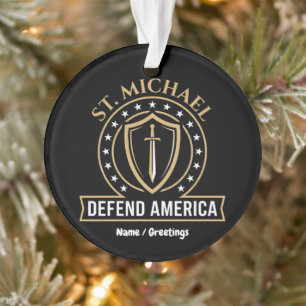 Saint Michael Defend America Tactical Shield Emble Ornament