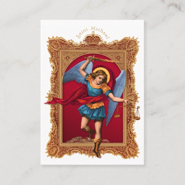 Saint Michael, Defend Us Business Card (Front)