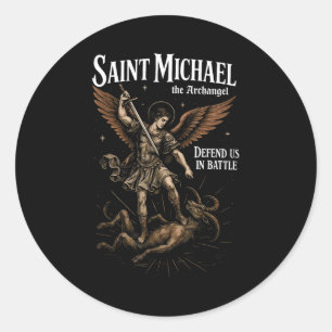 Saint Michael Defend Us In Battle Archangel Christ Classic Round Sticker