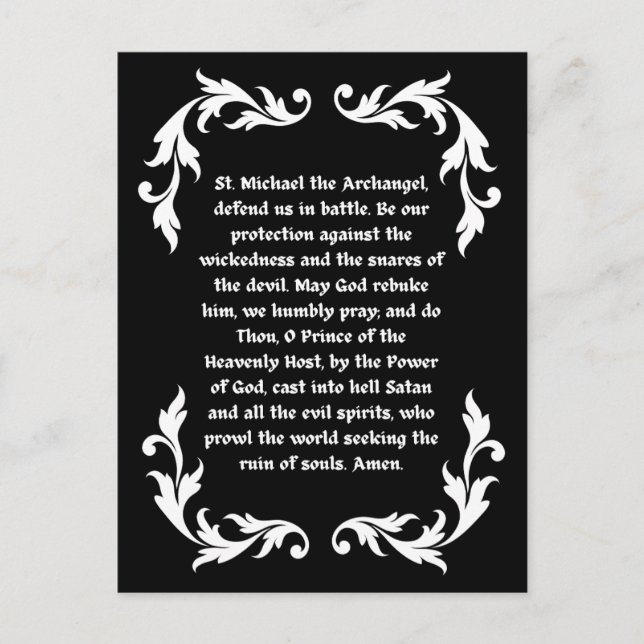 Saint Michael Prayer Catholic Adult Colouring  Postcard (Front)
