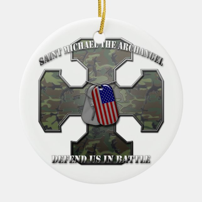 Saint Michael the Archangel Ceramic Tree Decoration (Front)