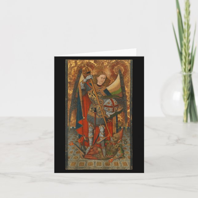 Saint Michael The Archangel Defeating Satan Christ Card (Front)