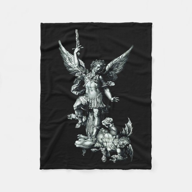 Saint Michael The Archangel Defeating Satan Christ Fleece Blanket (Front)