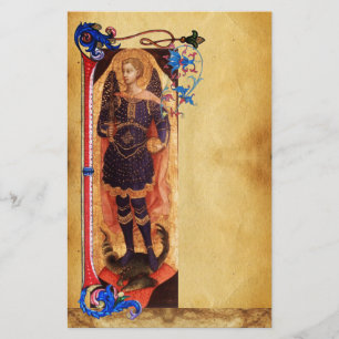 SAINT MICHAEL THE ARCHANGEL FLORAL PARCHMENT STATIONERY